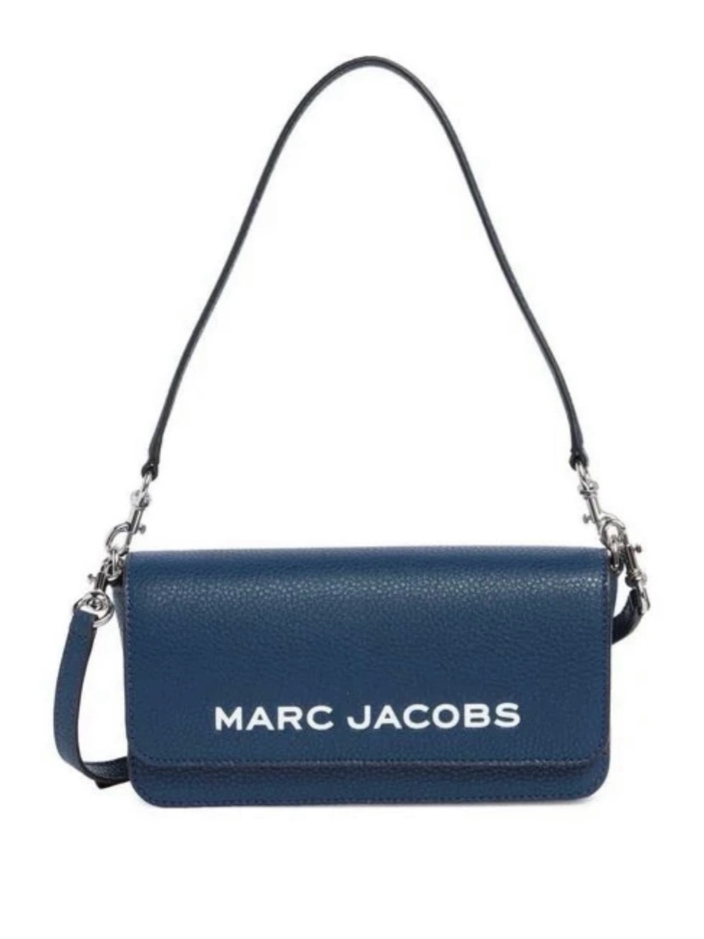 Marc Jacobs Blue Pebbled Leather Crossbody with Bold Logo